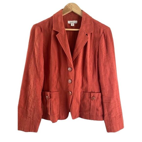 Coldwater Creek Lane Burnt Orange‎ 3 Button Textured Blazer Womens Sz 120 - Picture 2 of 10